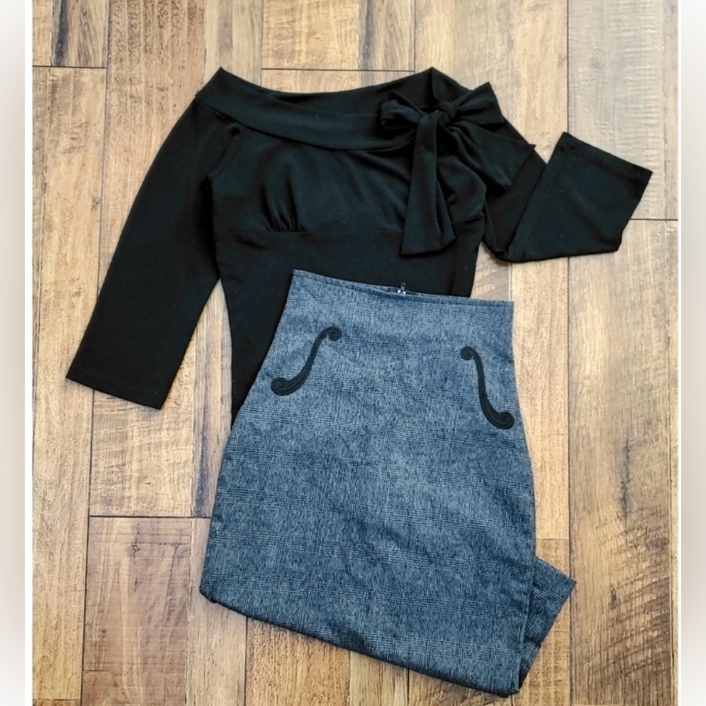 ✦ Rocksteady Steady Rockabilly Bass Wiggle Plaid Pencil Skirt XS (XXS) ✦